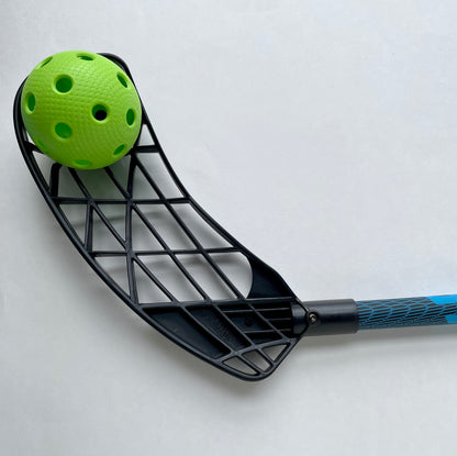 Hockeyball blue stick with ball topdown view